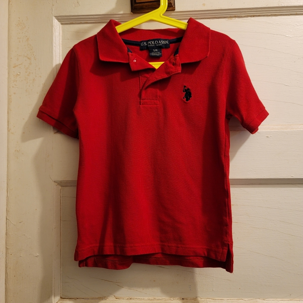 US POLO ASSN. Red Polo Shirt Boys Size 5/6 Short Sleeves